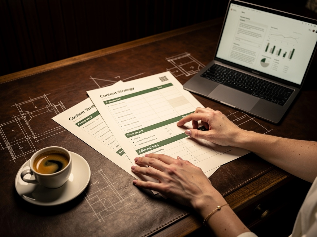 Planificación estratégica de contenido digital sobre escritorio
